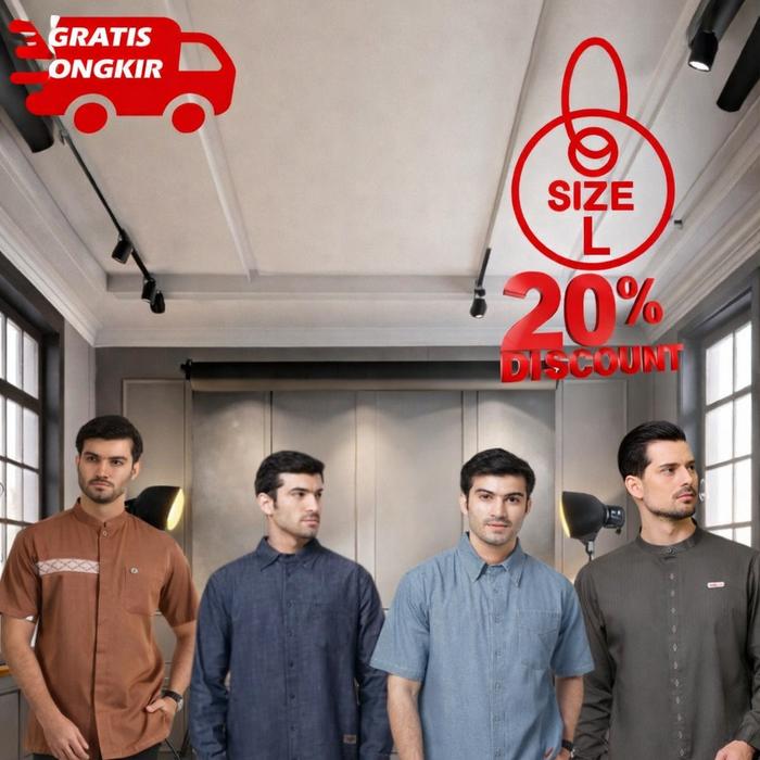 Nibras Koko Pria Denim Premium Efata Series Brown Size L Bahan Premium Elegan Diskon 20% Gratis Ongk
