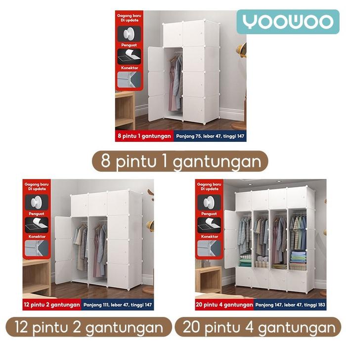 YooWoo Lemari plastik / lemari sekat / lemari pakaian / lemari baju / lemari multifngsi