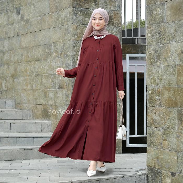 Bayleaf.id Zelena Long Sleeve Maxi Dress / Dress Gamis Wanita Busui