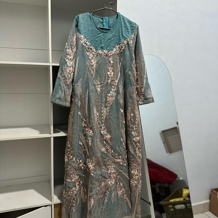 PL GAUN IB BIRU BROKAT WANITA