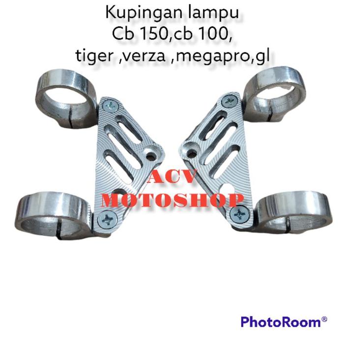 Braket kupingan pangkon lampu pesek cincin model cnc super pesek GL MEGAPRO CB GL100 TIGER VERZA as 