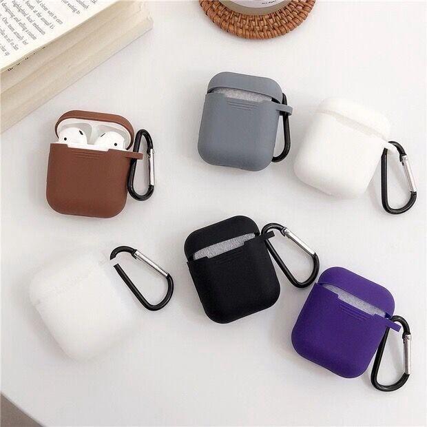 Soft Case Silikon TWS AirPods 1 & 2 + carabiner - Putih