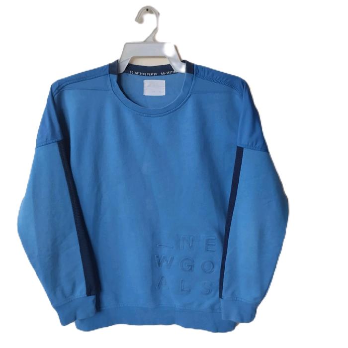 crewneck zara embossed new goal original Pria Wanita Basic Sweater Hoodie Tebal Hitam Kaos Unisex Na