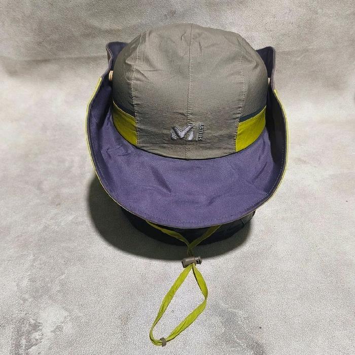 Topi rimba outdoor hiking gunung millet coklat abu goretex