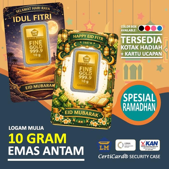 LM Logam Mulia Emas Antam 10 gram gr Kado Ramadhan Lebaran Idul Fitri