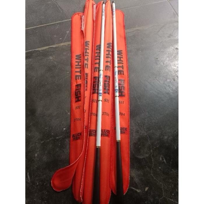TEGEK WHITE Fish Rod 8H 2704 dengan Tas Merah untuk Memancing Berkualitas Tinggi