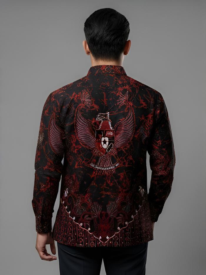 ARKANA BATIK Slimfit Arkana Motif Night Bird Premium Kemeja Pria Katun Nyaman Panjang Kain Full Furi