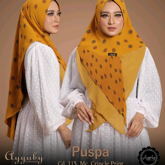 Khimar PUSPA Matt Crinkle Print  Ayyuby Hijab