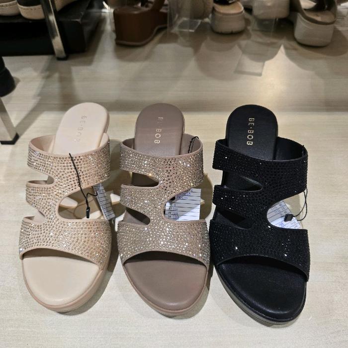 Bebob Sandal Heels 8cm Wanita Upper Bling2 Ringan Empuk & Ori Size 36-40 Sepatu High Quality Origina