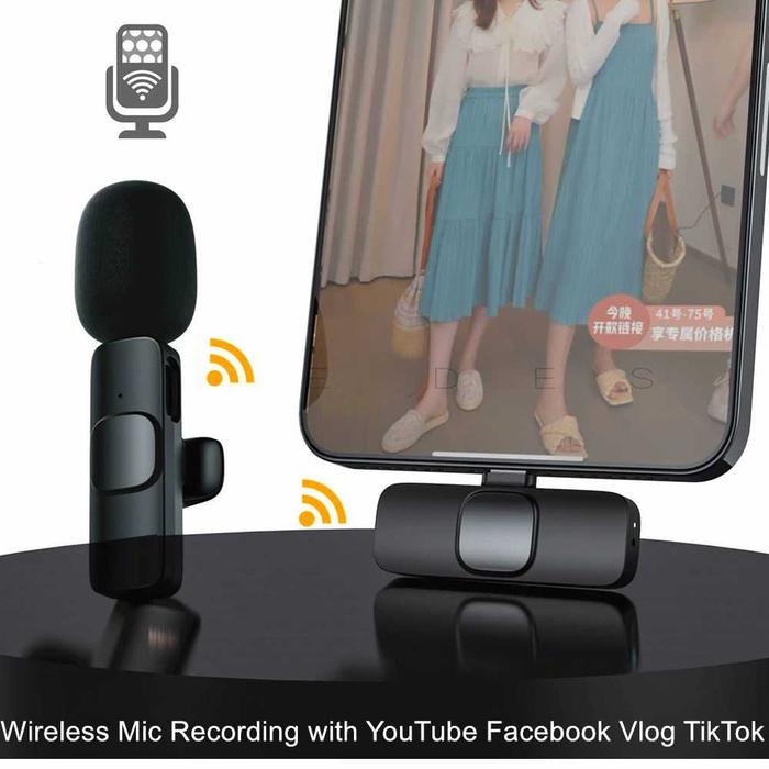 TaffStudio Microphone Wireless Clip on Type C Karaoke Vlog Wireles Mic Clip On Wireless HP Wireless