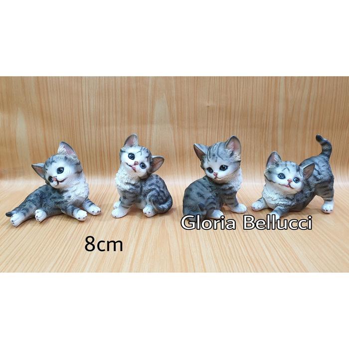 patung pajangan miniatur kucing abu anggora persia