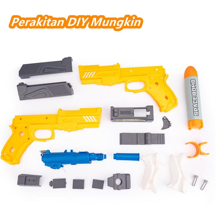 Mainan Pistol Peluru NERF 2 IN 1 DIY Merakit Pistol Peluru Paintball & Peluru Lembut Mainan Soft Pis