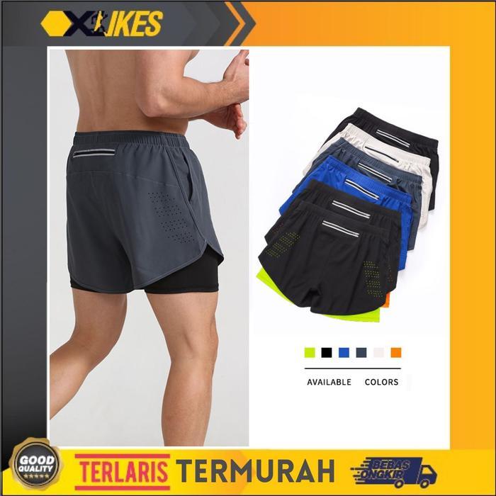 DK22 Celana Pendek Olahraga Lari Pria Gym Training Legging Sport Pria