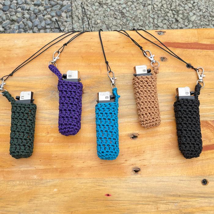 Kalung Korek Rajut Tali Prusik (Adjustable)| Case Korek Rajut | Gantungan Korek | Gantungan Tas Dan 