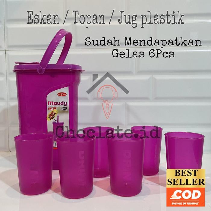 Eskan 1.95 Liter / Topan Set / Jug Plastik + 6 Set Gelas