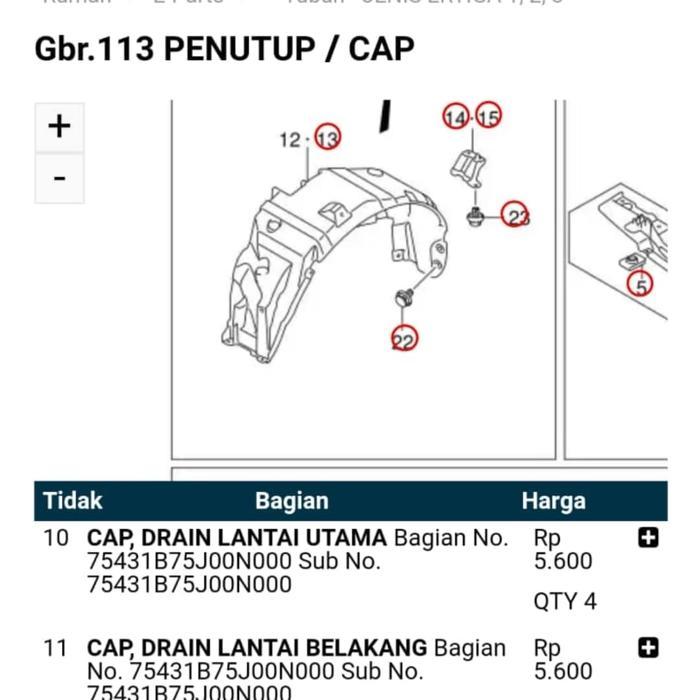 Liner Inner Fender Belakang Ertiga
