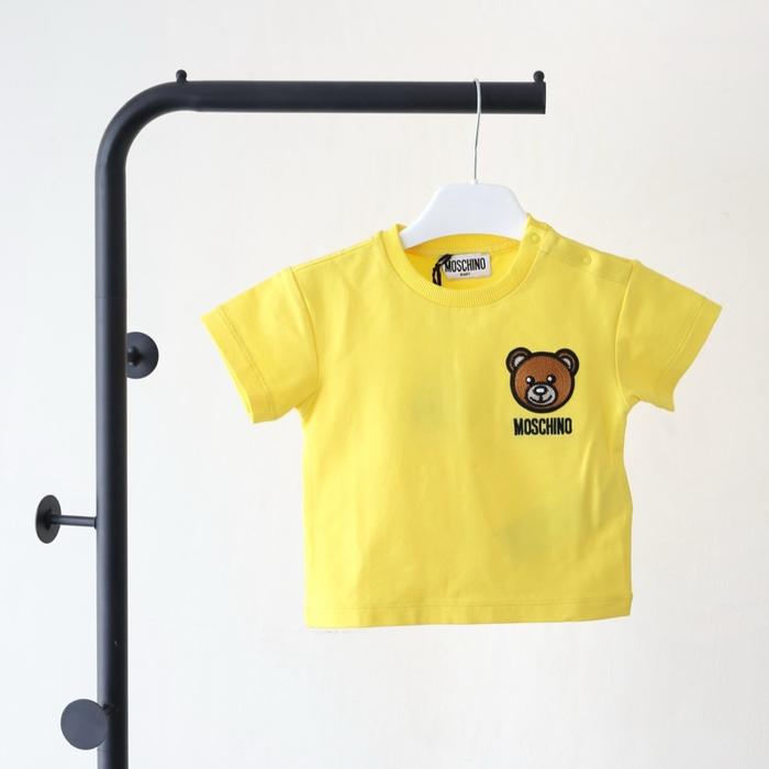 Moschino baby bear embroidered logo tshirt in yellow