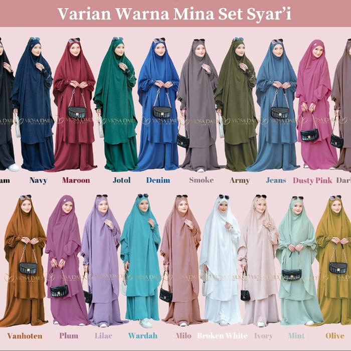 Set Syar'i Mina dengan Model Elegant dan Harga Terjangkau - Jilbab, Muslim (bonus cadar + kaos kaki 