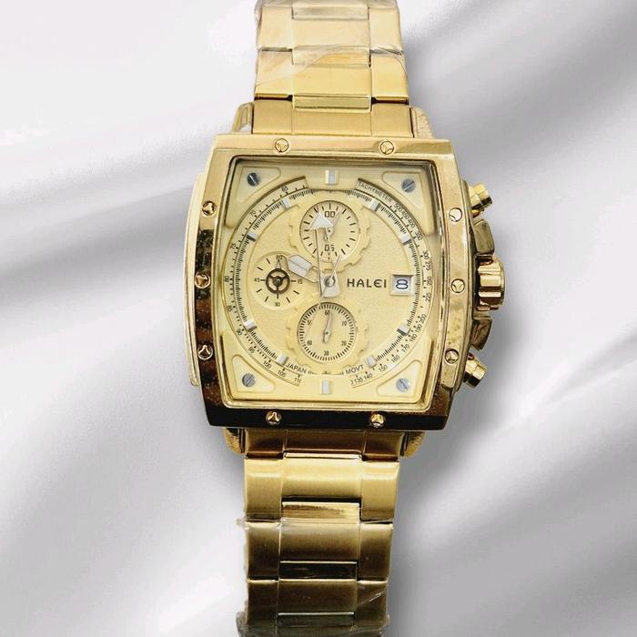 Halei 593 silver gold jam tangan pria original