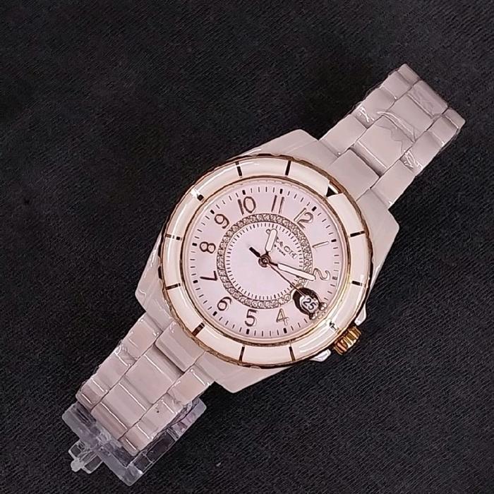 JAM TANGAN WANITA  COACH KERAMIK PINK FULL