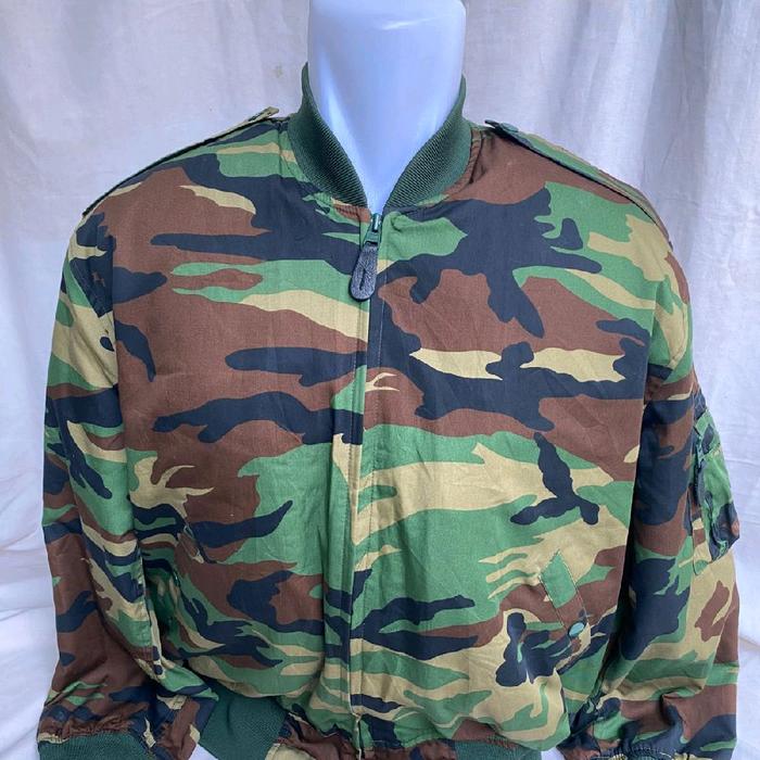 Jaket Bomber ECWCS Loreng Woodland Vintage ROKA Korea Army Dengan Inner Rompi Full Patch Like New (4