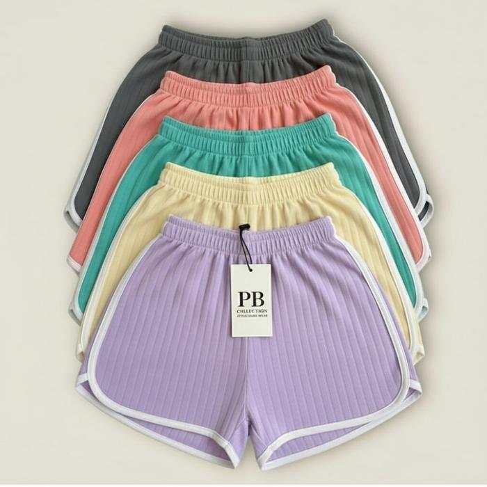 VIRALL!! ISI 4 PCS CELANA KULOT PENDEK HOTPANTS KOREA LIST SAMPING KNIT HORNET WANITA DEWASA HOT PAN