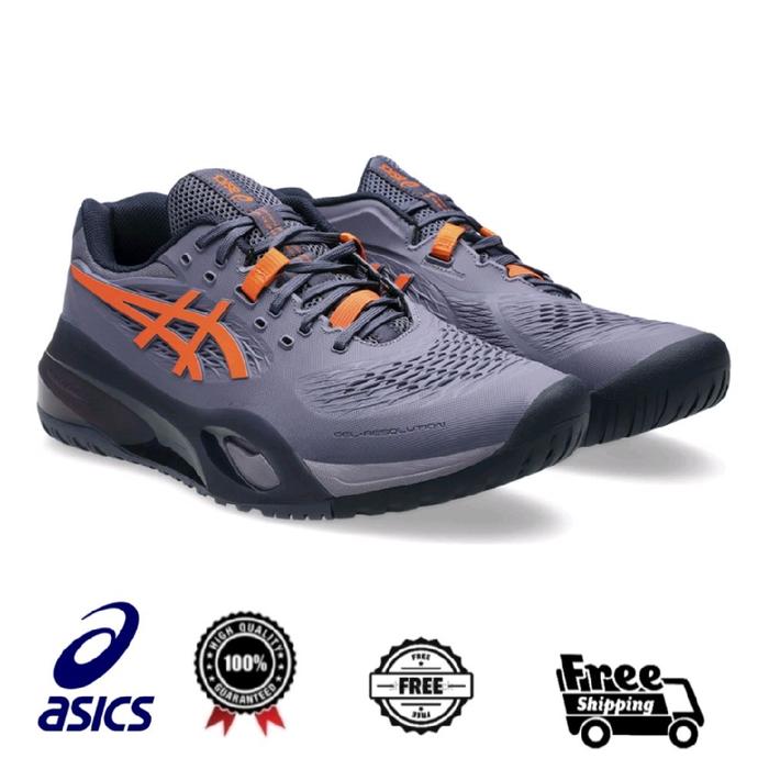Sepatu Tenis / Padel Asics Gel Resolution X Greyish Purple Nova Orange