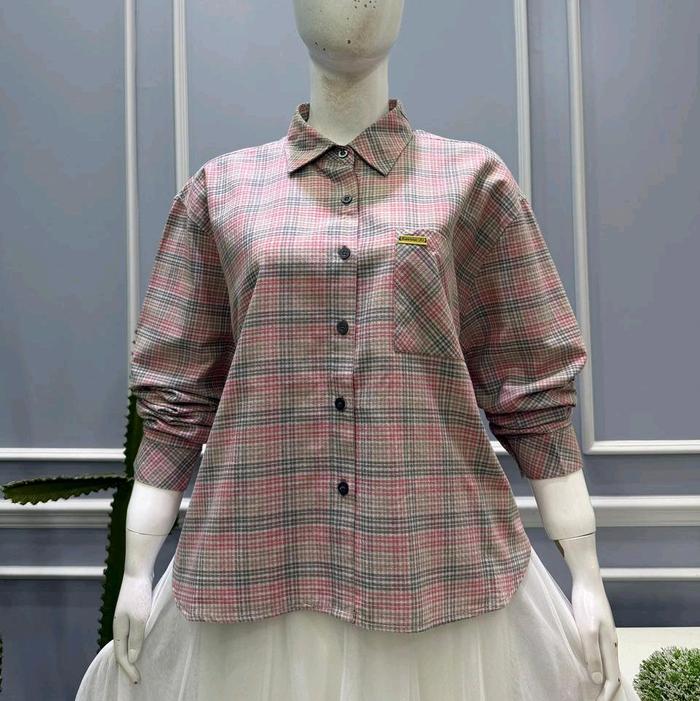 atasan salvina bahan triset motif kotak2 cantik