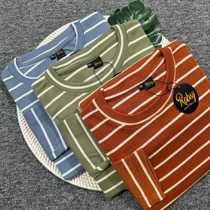 Kaos Rib Jumbo Lengan Panjang/Kaos Stripe Jumbo