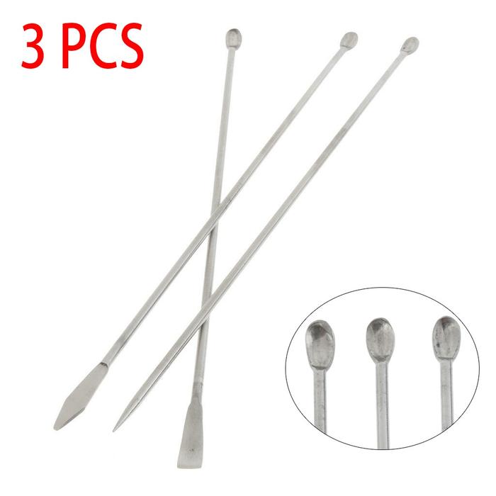 3PCS Stainless Steel Lab Spoon Spatula For Lab Powder Measuring