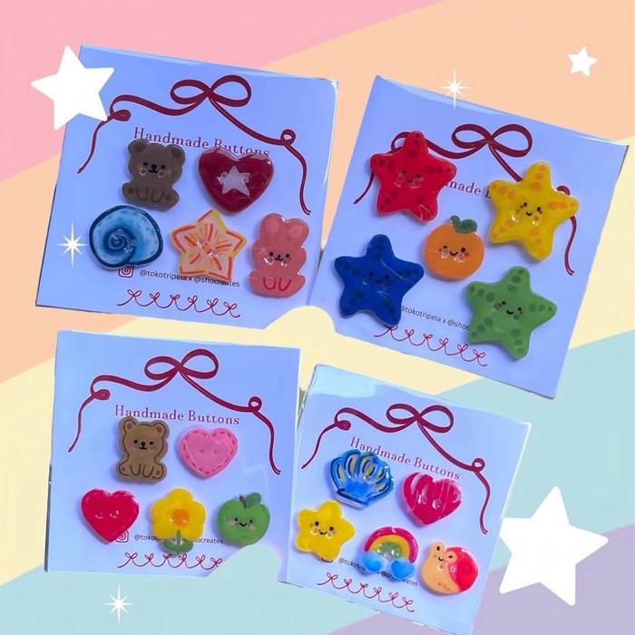 Handmade Buttons [SHRINK PAPER] Kancing Custom
