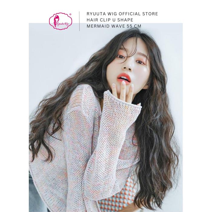 Ryuuta Wig Hair Clip Hair Extension Clip Hairclip Mermaid Wave U Shape Hitam Coklat