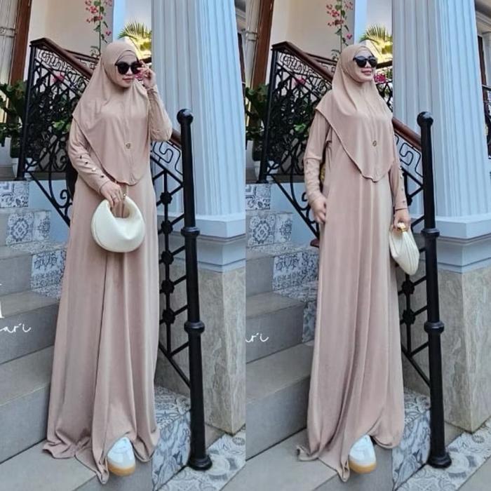 Melody Set Khimar Dress by Mona Syari ME Original Premium REALPIC Gamis Setelan Hijab Lebaran Umroh