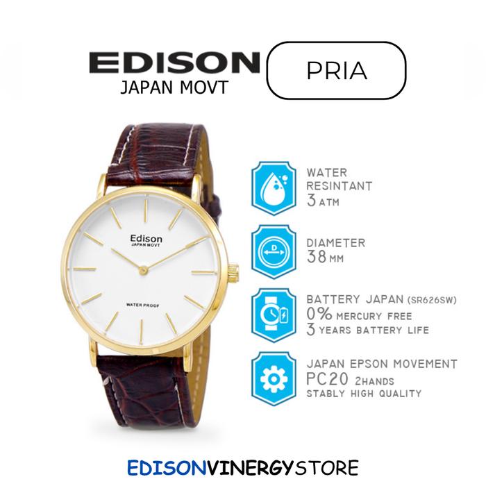 Jam Tangan Edison AR 240.1 Slim Type Waterproof Japan Movement Edison Watches