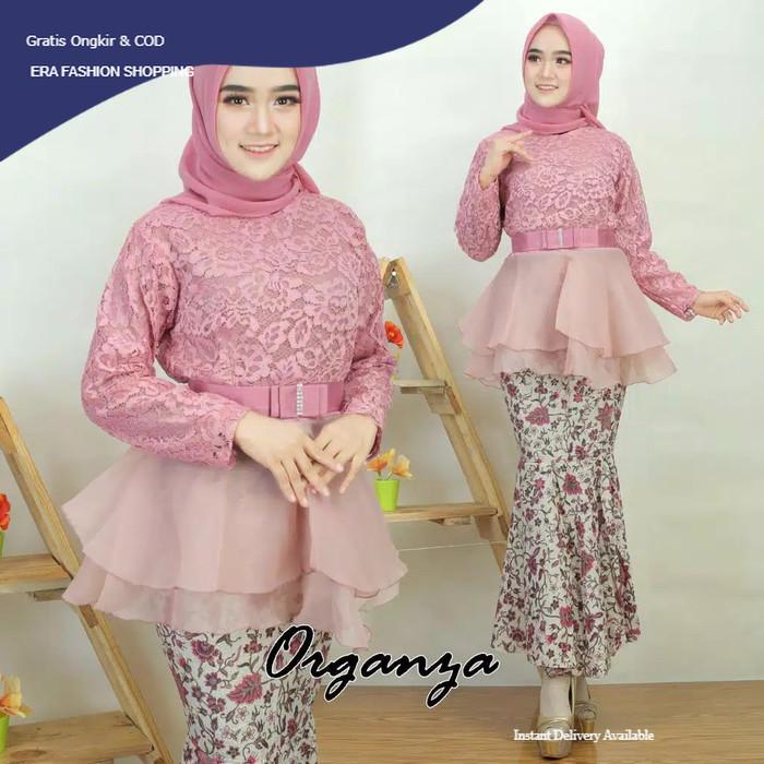 Baju ORGANZA DUYUNG PINK SL Wanita Brukat Pink Fashion Kekinian Ramadhan Lebaran 2025 Batik Muslim D