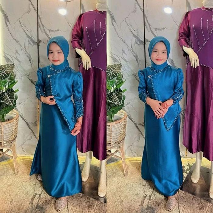Dres Anak Payet Model Duyung Gamis Pesta Anak dengan Warna Biru dan Ungu Elegan untuk Acara Spesial