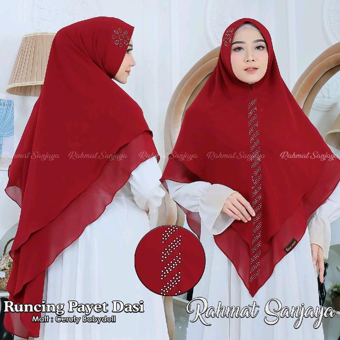 HIJAB KHIMAR 2 LAYER SAYRI RUNCING PAYET DASI SWAROSKY PAYET DASI MUTIARA CERUTI BABY DOLL