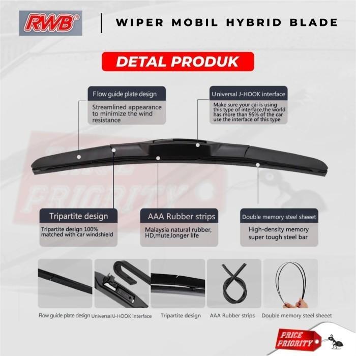 Wiper Mobil Suzuki Escudo Karet Wiper Frameless Hybrid Blade Set RWB