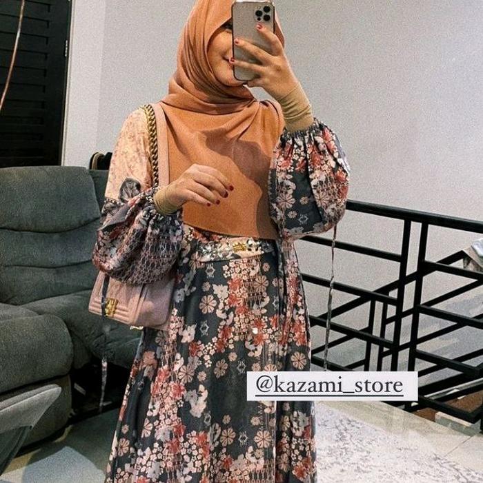 Amora Dress Kazami Store gamis printing motif kazami