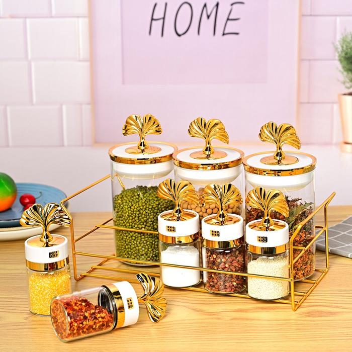 Toples makanan / Tempat Bumbu kaca isi 7