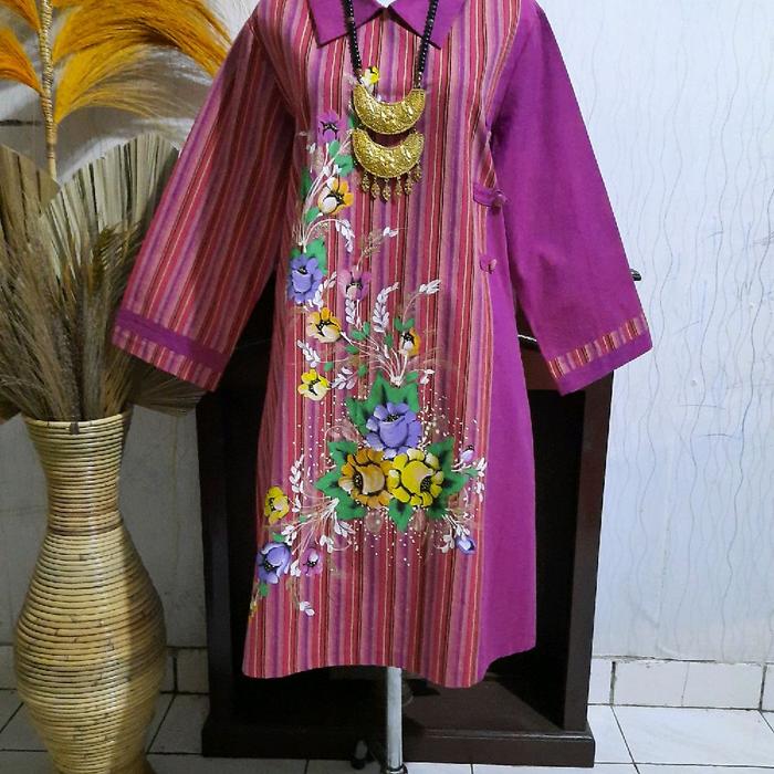 dress/tunik lurik lukis Wanita Dewasa Katun