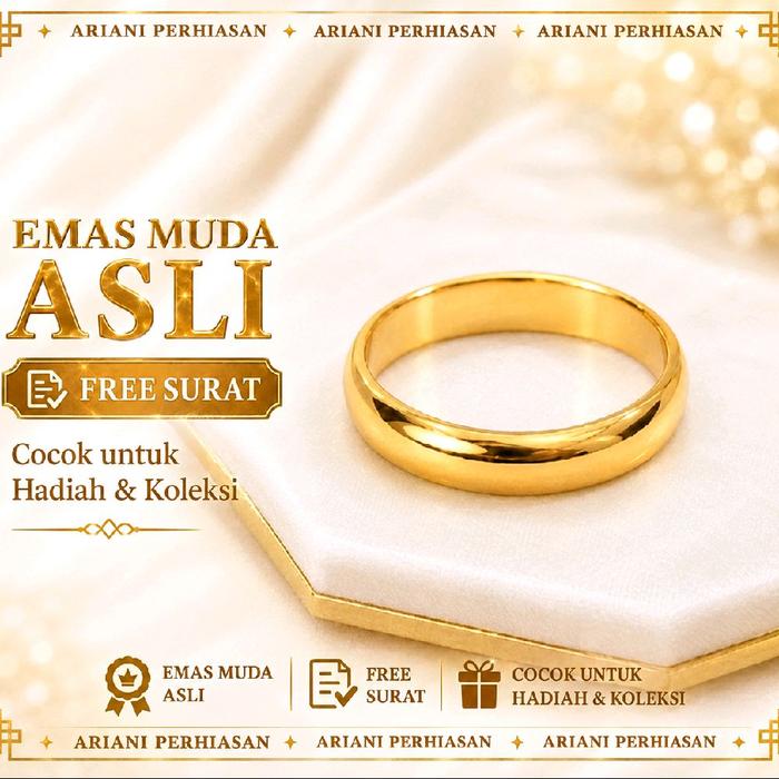 cincin ring emas muda pria wanita plus surat