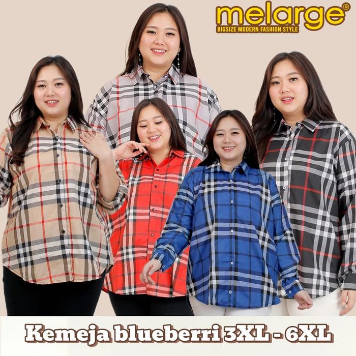 MELARGE-KEMEJA JUMBO BLUEBERRY XXXL MOTIF TARTAN KOTAK KOTAK SQUARE BIG SIZE KEMEJA KERJA JUMBO WANI