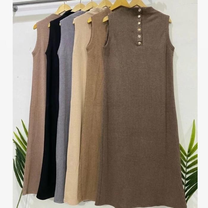 INNER KNIT IMPORT KUYIFEI || GAMIS MIDI TANPA LENGAN | INER KUTUNG / INNER DRESS TANPA LEMANGAN