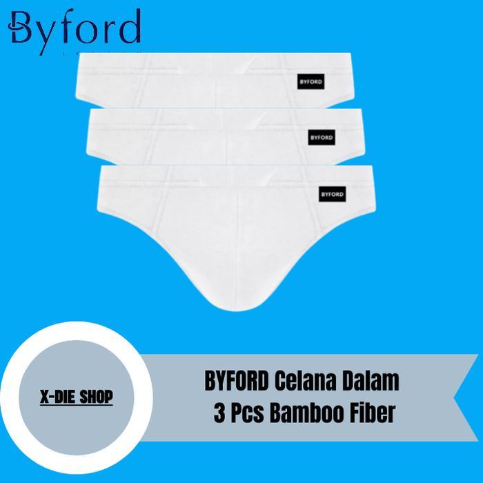 Celana Dalam BYFORD Putih 3 Pcs All White Bamboo Fiber Anti Bakteria