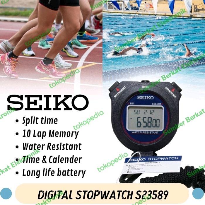 Pengukur Waktu Seiko S23589 Stopwatch Seiko S23589 Hitam Asli / Ready Stok / New / Spesial
