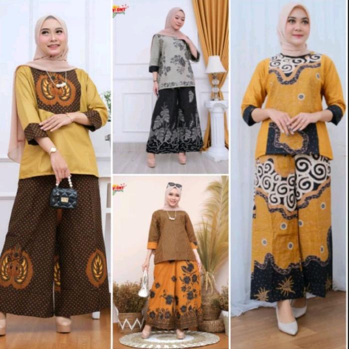 Setelan Batik Kulot Wanita Setelan Baju Piyama Tidur Batik Kulot