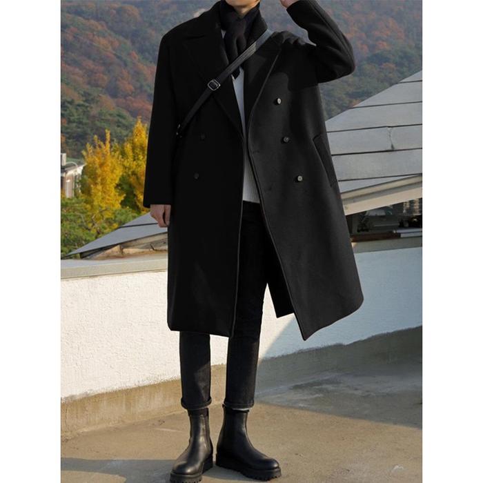 ready stock Jas jubah blazer panjang pria keren long coat selutut