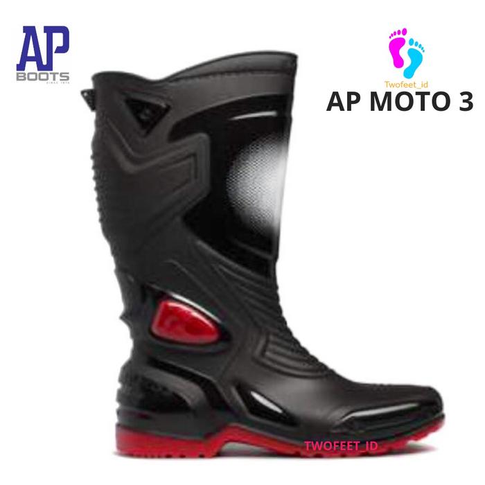 AP BOOTS MOTO 3 BLACK RED 3845 SEPATU BOOTS SEPATU BIKERS MOTO 3 AP BOOTS