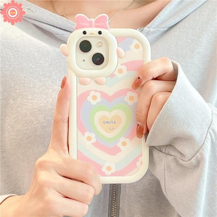 Butter Pink Softcase Samsung A50s A30s A21s A53 A73 A13 A23 A32 A04S A12 M12 3D Case Bear Cotton Can